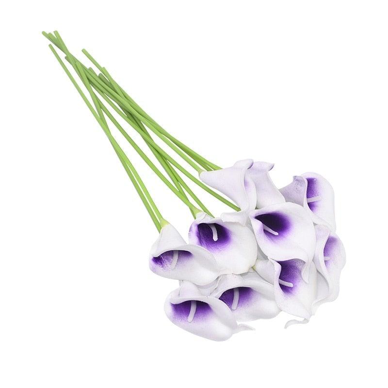 10Pcs High Quality Real Touch Calla Lily Artificial Flowers Bouquet For Wedding Bridal Home Kitchen Table Flower Decoration Home Decor