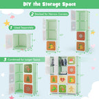 12 Cube Kids Wardrobe Closet with Hanging Section and Doors-Green