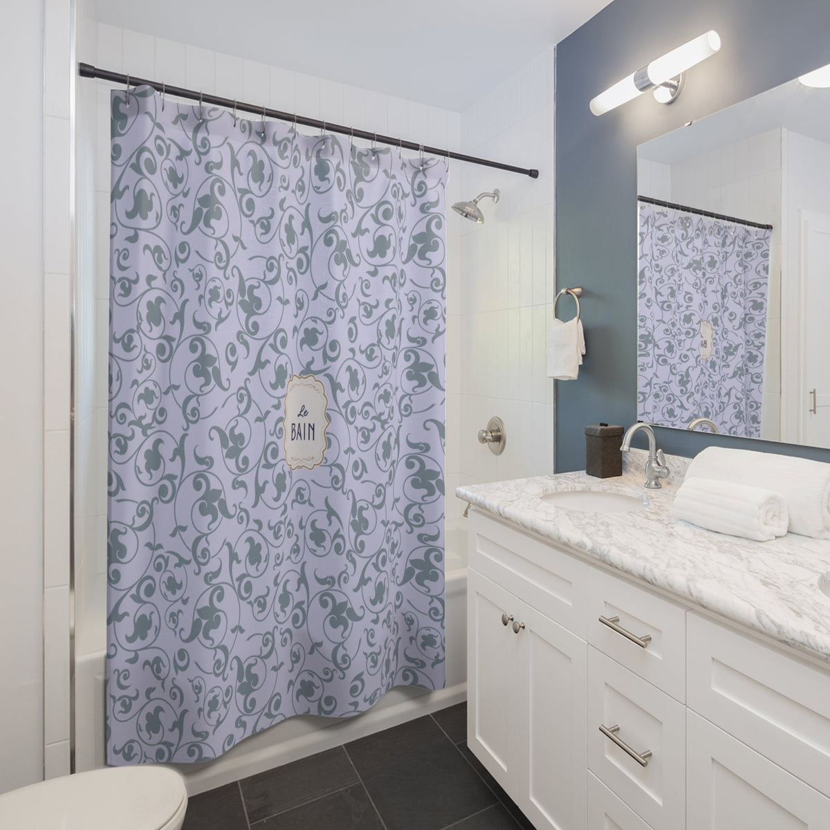 Lilac  'Le Bain' Elegant Floral Shower Curtain | Vintage Bath Decor