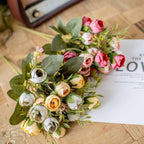 15heads/1 bundle Silk Tea Roses Bride Bouquet for Christmas Home Wedding New Year Decoration Fake Artificial Flowers Home Decor