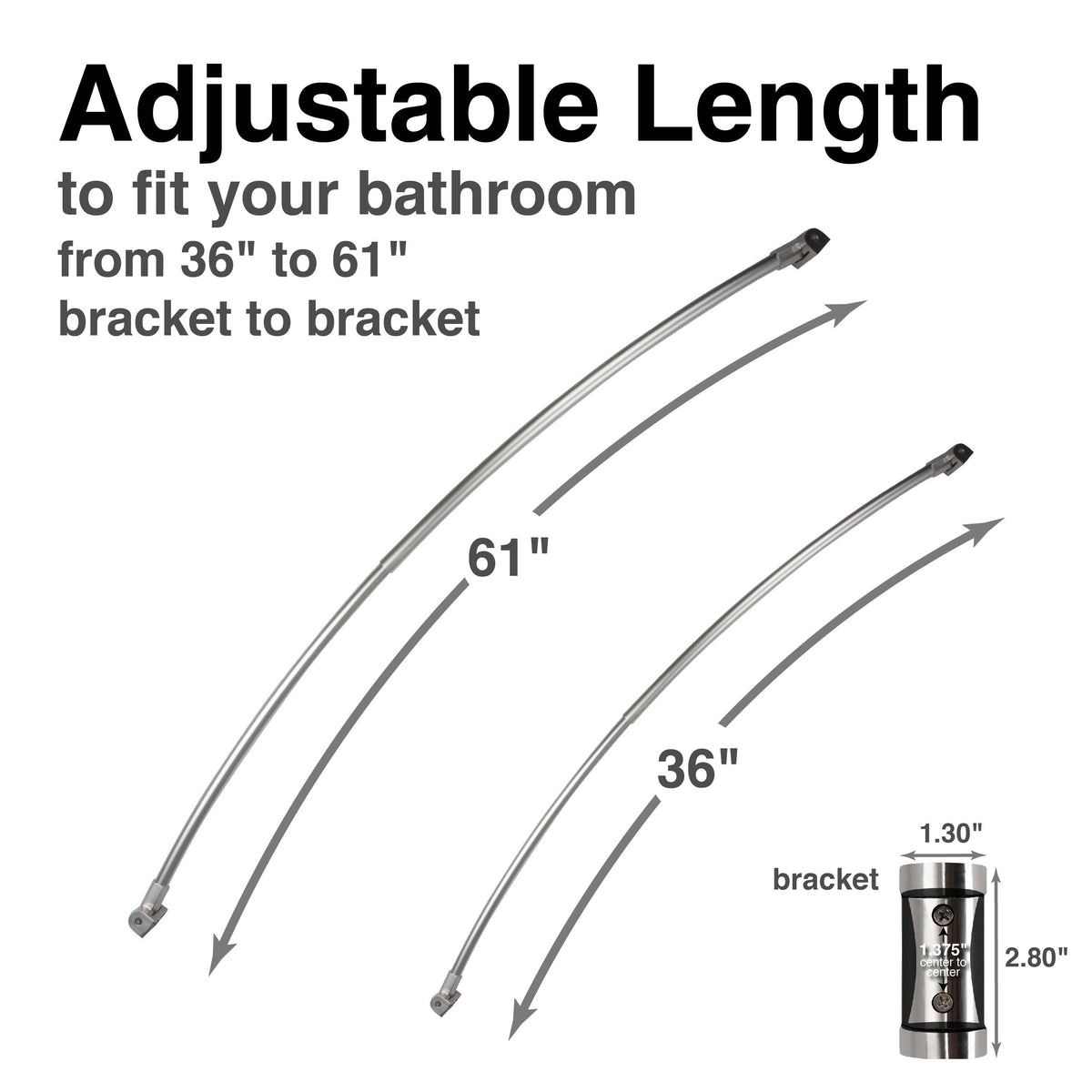36 in. to 61 in. Curved Shower Rod (Brushed Nickel Finish)