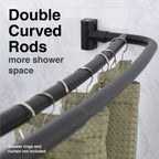 44 in. to 70 in. Double Curved Shower Rod (Matte Black Finish)