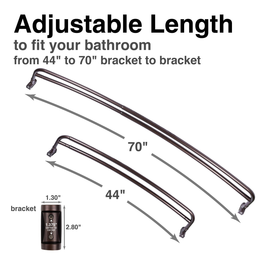 44 in. to 70 in. Double Curved Shower Rod (Oil-Rubbed Bronze Finish)