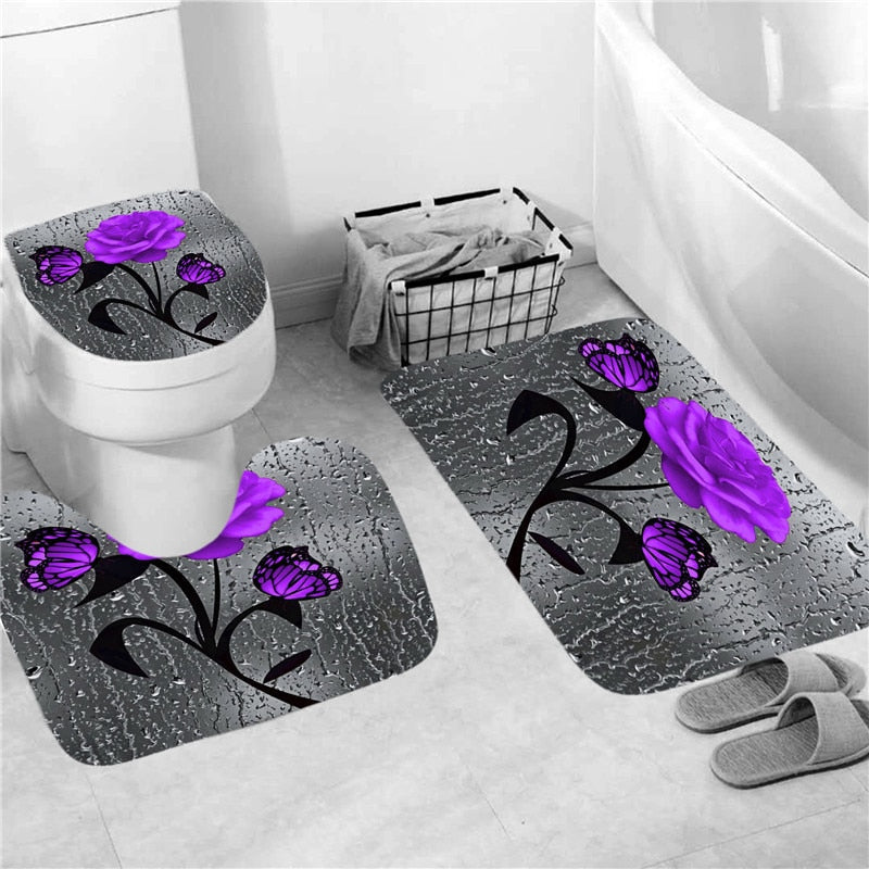 Hot HD Digital Printing Polyester Waterproof Polyester Flower Bathroom Hotel Shower Curtain