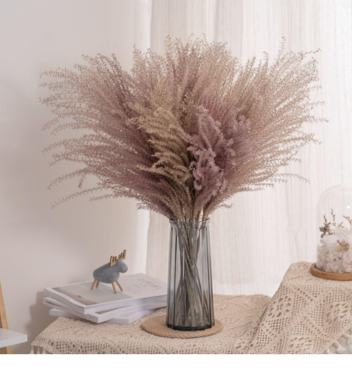 30pcs Natural Dried Pampas Grass Bouquet Pampas Grass Reeds Flowers Bulrush Bouquets Durable For for Vase Artificial Grass Room Décor Wedding Decorations