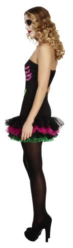 Fever Neon Skeleton Tutu Dress Women's Costume Size XS 2-4