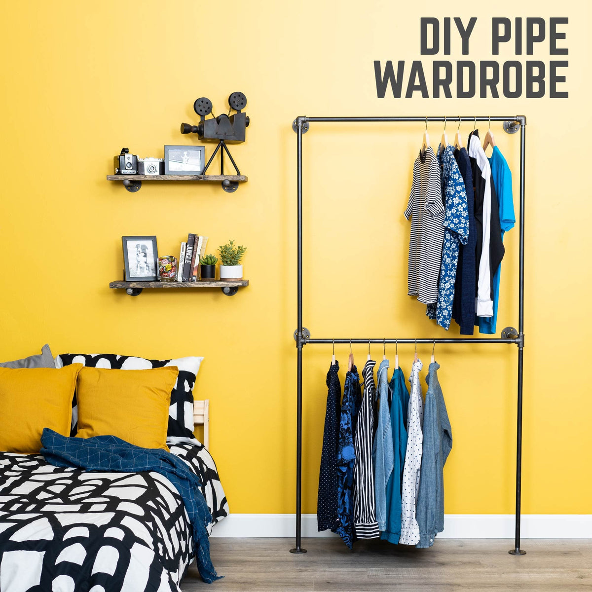 Wall Mounted Double Hung Clothing Rack