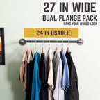 24 in. Industrial Pipe Clothing Rack (Wall Mounted)