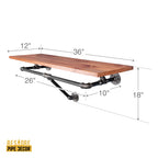 36 in. Wall Mounted Clothing Rack with Wood Shelf, Sunset Cedar