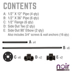 Noir Black Wall Mounted Double Hung Clothing Rack