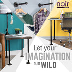 Noir Black Wall Mounted Double Hung Clothing Rack