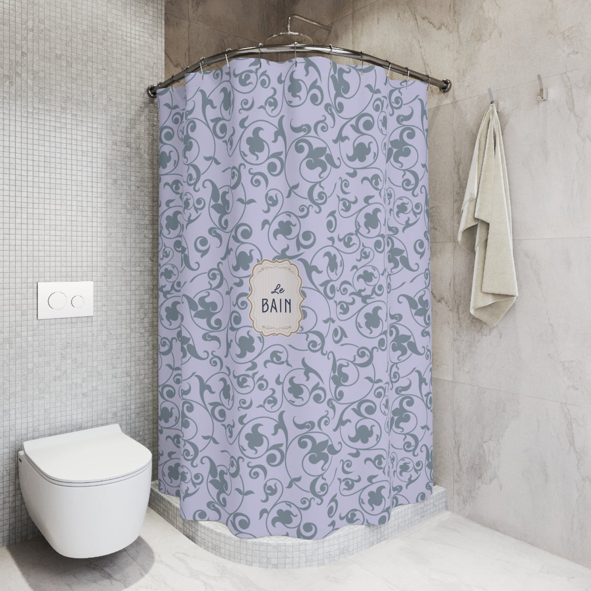 Lilac  'Le Bain' Elegant Floral Shower Curtain | Vintage Bath Decor