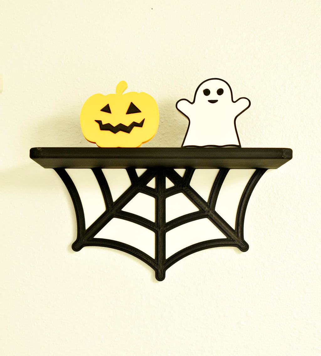 Spider Web Floating Shelf | Spooky Halloween Decor Shelf | 9" Wide x 5" Deep | Made in USA