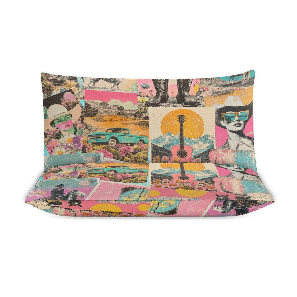 Baha Ranch Retro Pop Western 3-Piece Bedding Set (1 Duvet Cover + 2 Pillow Shams) – 102"×90"