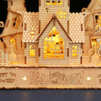 Houses halloween led light 3D wooden jigsaw puzzle puzzle toys handmade DIY gifts