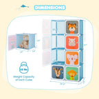 8-Cube Kids Wardrobe Closet with Clothes Hanging Section and Doors-Pink