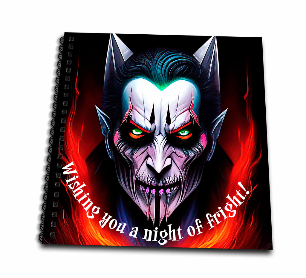 3dRose Spooky Demon. Wishing You a Night of Fright Halloween Greeting... - Drawing Books (db-378826)