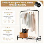 Heavy Duty Clothes Stand Rack with Top Rod and Lower Storage Shelf