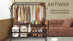 Heavy Duty Double Rod Clothes Rack w/ Wheels Shelves Hooks Garment Rack