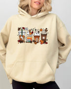 Halloween Coffee Horror Movie Spooky Skeleton Ghost Witch Skull Meme Costume Hoodie