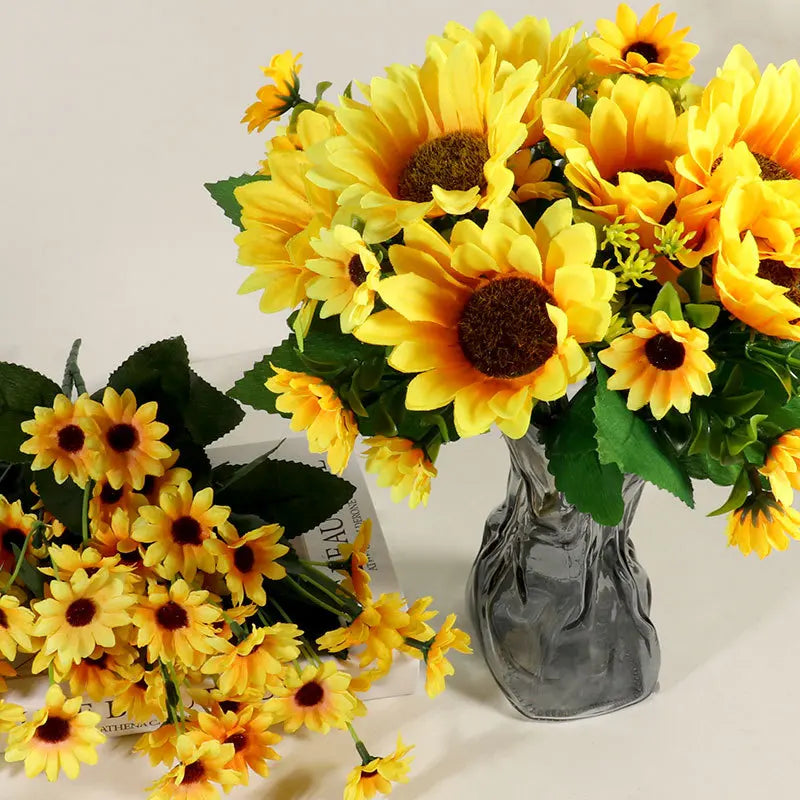 Artificial Flowers Sunflowers Fake Flowers Sunflower Silk Flowers Sunflowers Wedding Photography Home Decor Bouquet Wholesale
