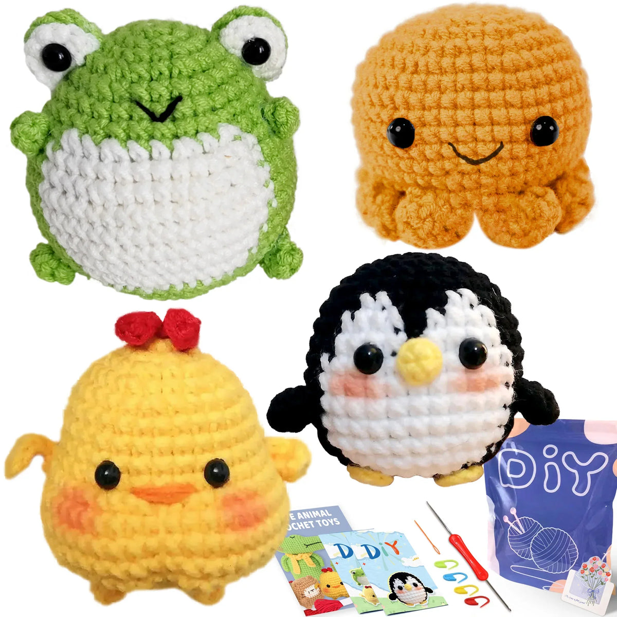 Animal sery Crochet Kit for Beginners Crochet Starter SET ,DIY Crochet Kit For Beginners,Crocheting Knitting Kit Step-by-Step