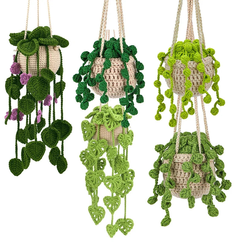 KRABALL Crochet Hanging Plant Kit With Instruction Easy Hand Knitting Yarn Ball Thread Needles Hooks Knit Tools Accessories Set