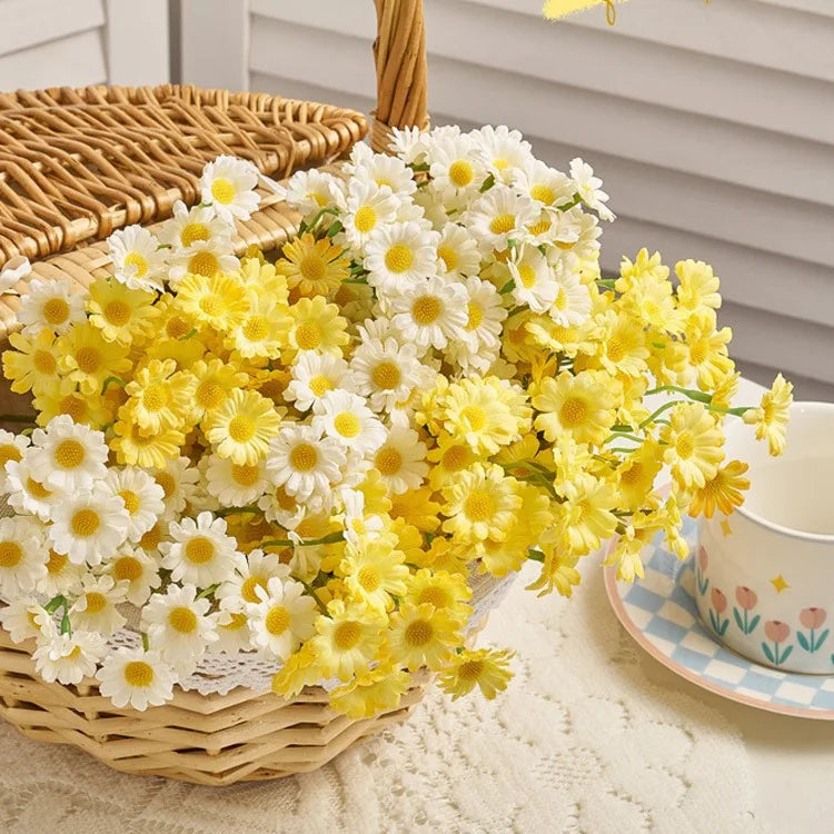120heads Artificial Daisy Flowers Small Daisy Fake Flower Bouquet for Valentines Wedding Party Table Decoration DIY Home Decor
