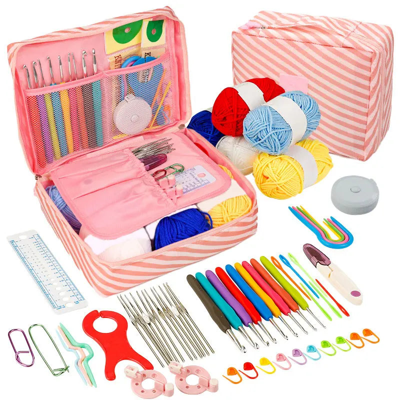 Crochet Kit Beginners Crochet Hook Set with Crochet Yarn,Portable Crochet Set Crochet Hooks Travel Knitting Crochet Supplies