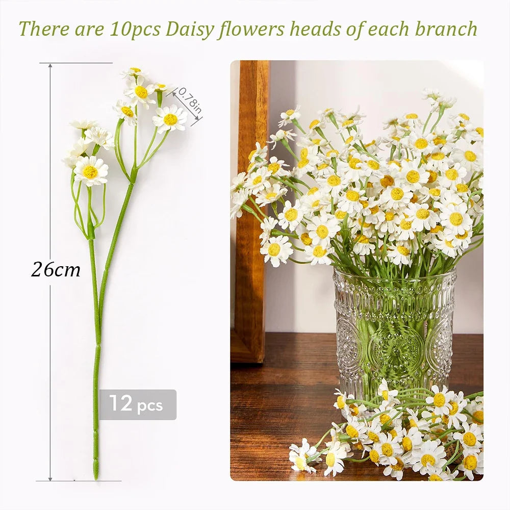 120heads Artificial Daisy Flowers Small Daisy Fake Flower Bouquet for Valentines Wedding Party Table Decoration DIY Home Decor