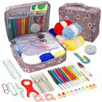 Crochet Kit Beginners Crochet Hook Set with Crochet Yarn,Portable Crochet Set Crochet Hooks Travel Knitting Crochet Supplies