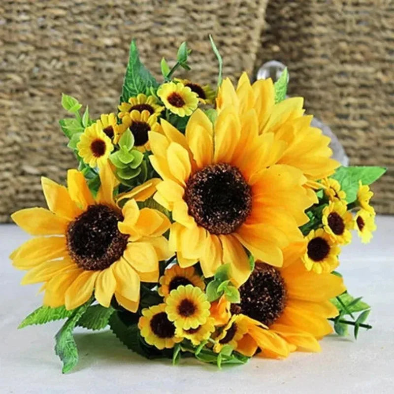 Artificial Flowers Sunflowers Fake Flowers Sunflower Silk Flowers Sunflowers Wedding Photography Home Decor Bouquet Wholesale