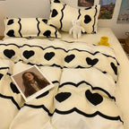 Simple Bedding Set Plaid Sold Color Single Queen Size Duvet Cover No Filling Boys Girls Flat Sheet Pillowcase Kit