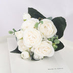Artificial Flowers 1 Bouquet 9 heads Peony Tea Rose Autumn Silk Fake Flowers For Living Room Home Garden Wedding Decoration Artificial Silk Fake Flowers Rose Floral Decor Bouquet