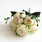 Beautiful Rose Peony Artificial Silk Eucalyptus Fake Flowers Small bouquet Flores Home Party Spring Wedding Decoration Artificial Silk Rose Flower Bouquet Lifelike Fake Rose for Wedding Home Party Decoration Event Gift