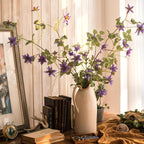 Faux Silk German Clematis Flower Stem in Purple 40" Tall