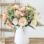 Luxury Fake Flowers Artificial Silk Roses High Quality Big Bouquet For Office Parties Bridal and Wedding Decoration Artificial Rose Flowers Bouquet Silk Flowers Rose for Home Bridal Wedding Party Festival Decor