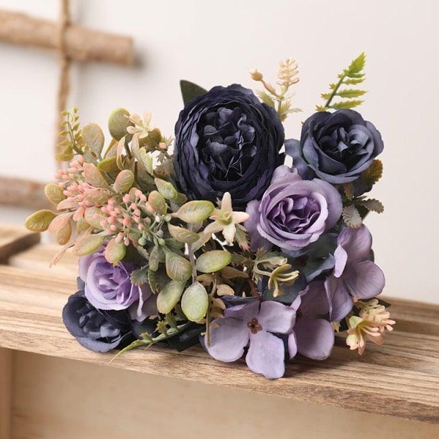 Luxury Fake Flowers Artificial Silk Roses High Quality Big Bouquet For Office Parties Bridal and Wedding Decoration Artificial Rose Flowers Bouquet Silk Flowers Rose for Home Bridal Wedding Party Festival Decor