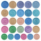 QINGNING Alphabet Brass Wax Seal Stamps with Wood Handles Color W