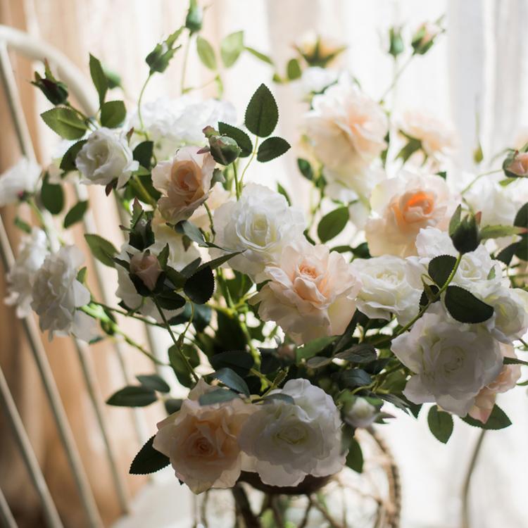 Artificial Faux Real Touch Blooming Rose Stem 25" Tall Silk